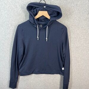 Rhoback Womens Navy Blue Cropped Performance Hoodie Sweatshirt XS